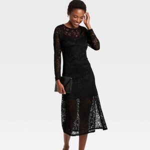 a new day Black Lace Long Sleeve dress